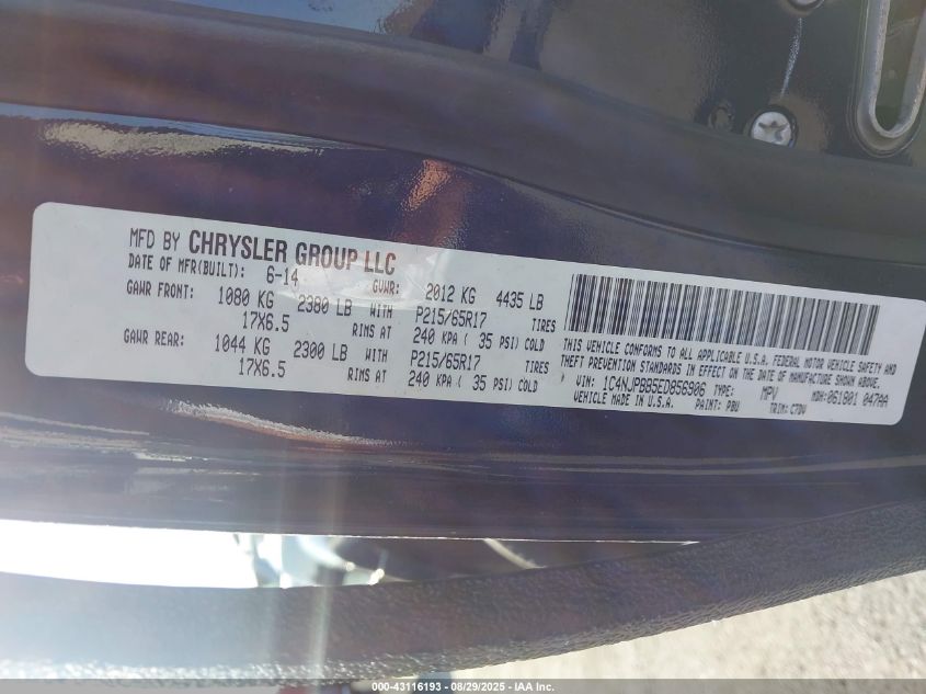 2014 Jeep Patriot Sport VIN: 1C4NJPBB5ED856906 Lot: 43116193