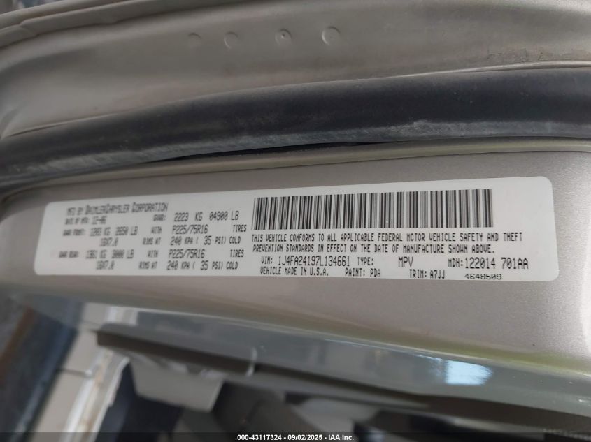 2007 Jeep Wrangler X VIN: 1J4FA24197L134661 Lot: 43117324