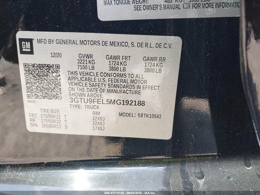 2021 GMC SIERRA 1500 4WD  SHORT BOX DENALI 3GTU9FEL5MG192188