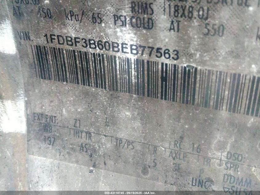 2011 Ford F-350 Xl VIN: 1FDBF3B60BEB77563 Lot: 43118745