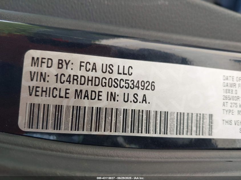 2025 Dodge Durango - 1C4RDHDG0SC534926