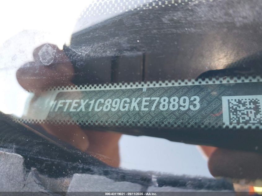 2016 Ford F-150 Xl VIN: 1FTEX1C89GKE78893 Lot: 43119021