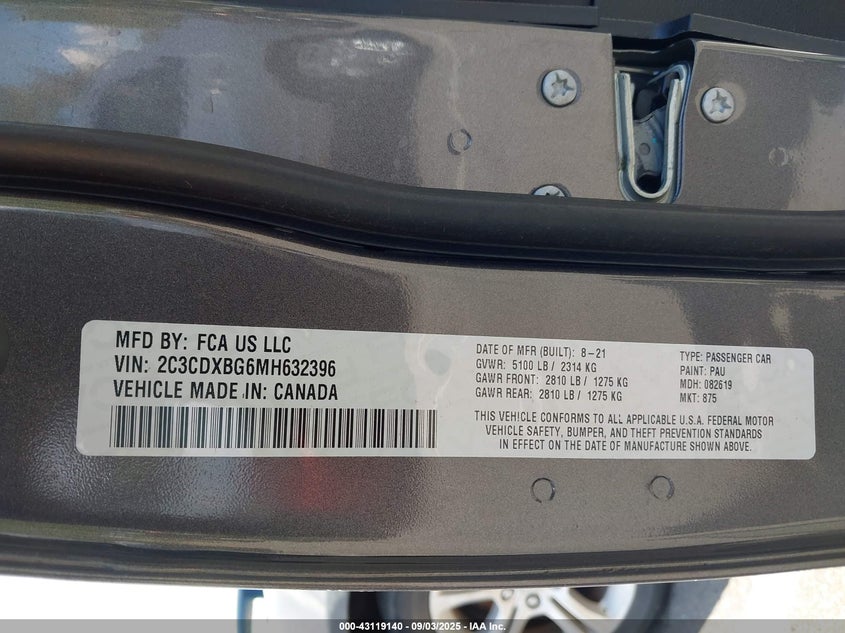 2021 DODGE CHARGER SXT RWD - 2C3CDXBG6MH632396