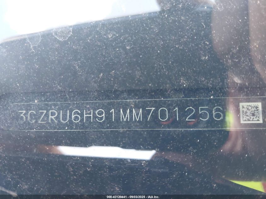 2021 Honda Hr-V Awd Touring VIN: 3CZRU6H91MM701256 Lot: 43120441