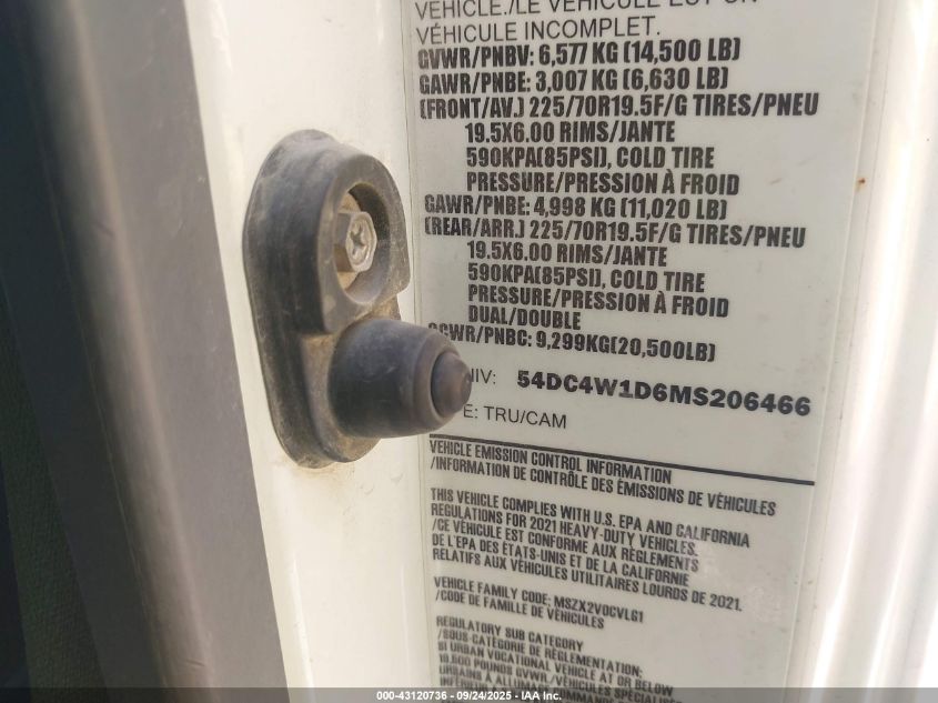 2021 Isuzu Npr Hd VIN: 54DC4W1D6MS206466 Lot: 43120736