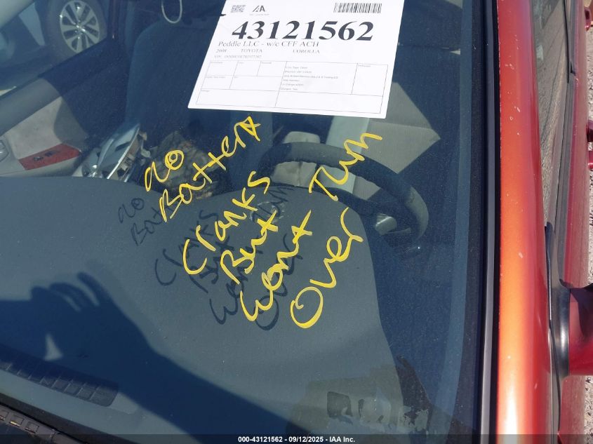 2008 Toyota Corolla Le VIN: 1NXBR30E78Z977387 Lot: 43121562