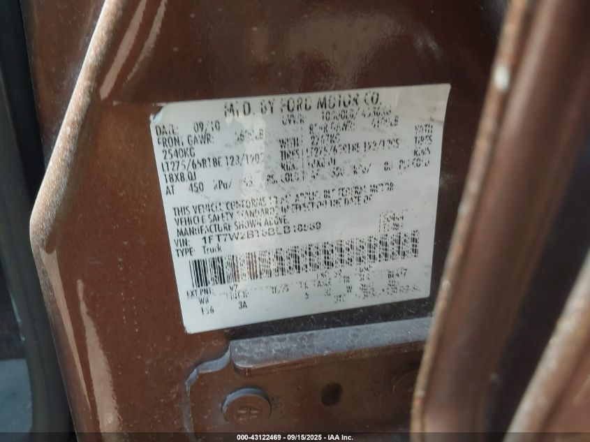 2011 Ford F-250 Xlt VIN: 1FT7W2BT6BEB18589 Lot: 43122469