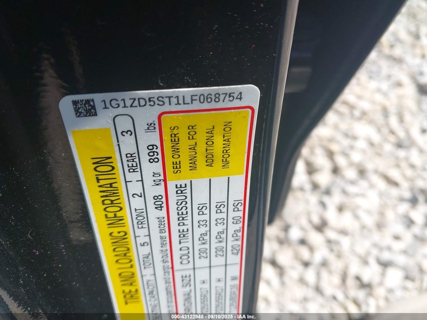 2020 Chevrolet Malibu Fwd Lt VIN: 1G1ZD5ST1LF068754 Lot: 43122948