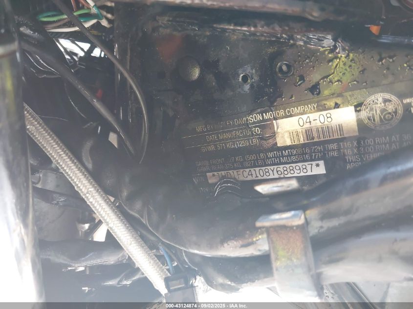 2008 Harley-Davidson Flhtcui VIN: 1HD1FC4108Y688987 Lot: 43124874