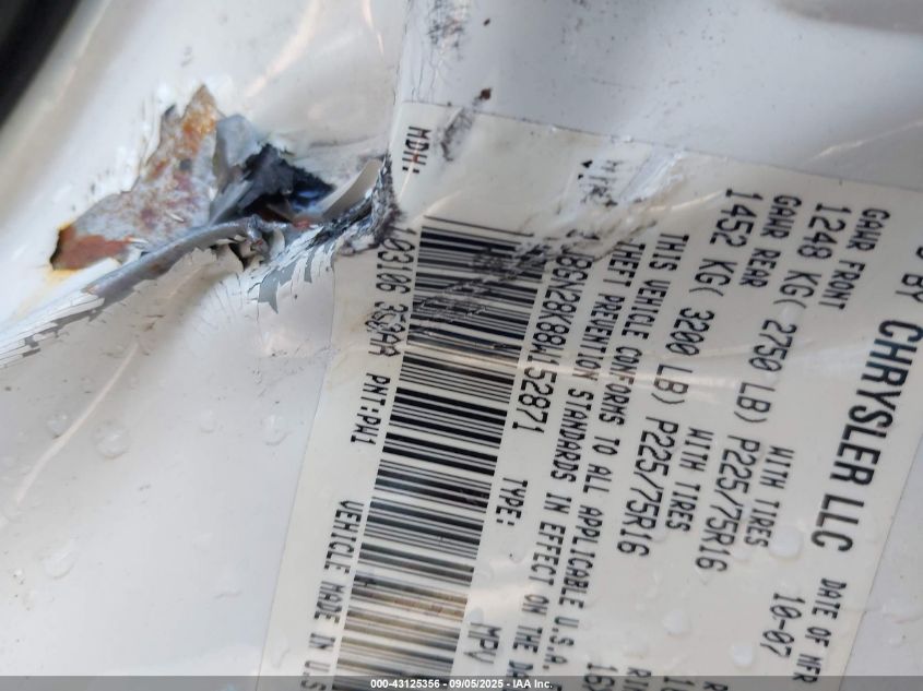 2008 Jeep Liberty Sport VIN: 1J8GN28K88W152871 Lot: 43125356