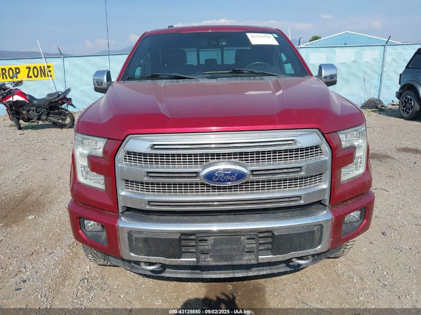 2015 Ford F-150 Platinum VIN: 1FTEW1EFXFFA11455 Lot: 43125550