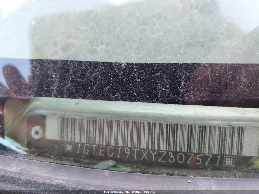 2000 GMC Sierra 1500 Sle VIN: 1GTEC19TXYZ307571 Lot: 43125653