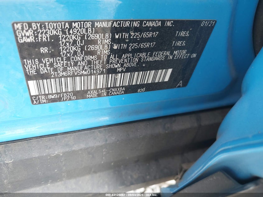 2T3M6RFV5MW014971 2021 TOYOTA RAV 4 photo no. 9