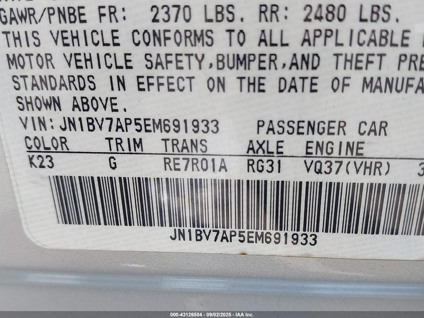 2014 INFINITI Q50 PREMIUM - JN1BV7AP5EM691933