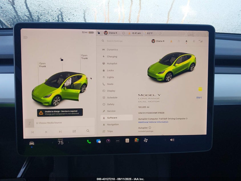 2021 Tesla Model Y Long Range Dual Motor All-Wheel Drive VIN: 5YJYGDEEXMF311629 Lot: 43127210