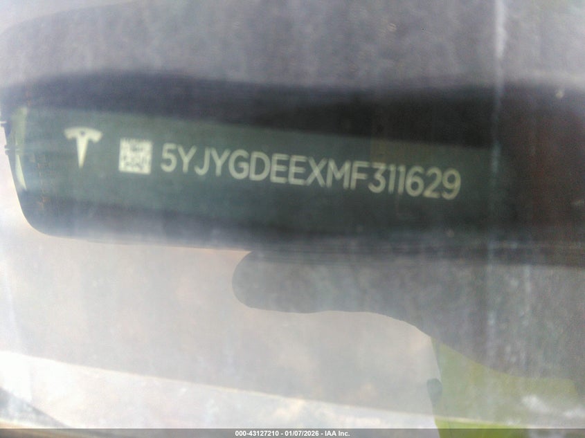 2021 Tesla Model Y Long Range Dual Motor All-Wheel Drive VIN: 5YJYGDEEXMF311629 Lot: 43127210