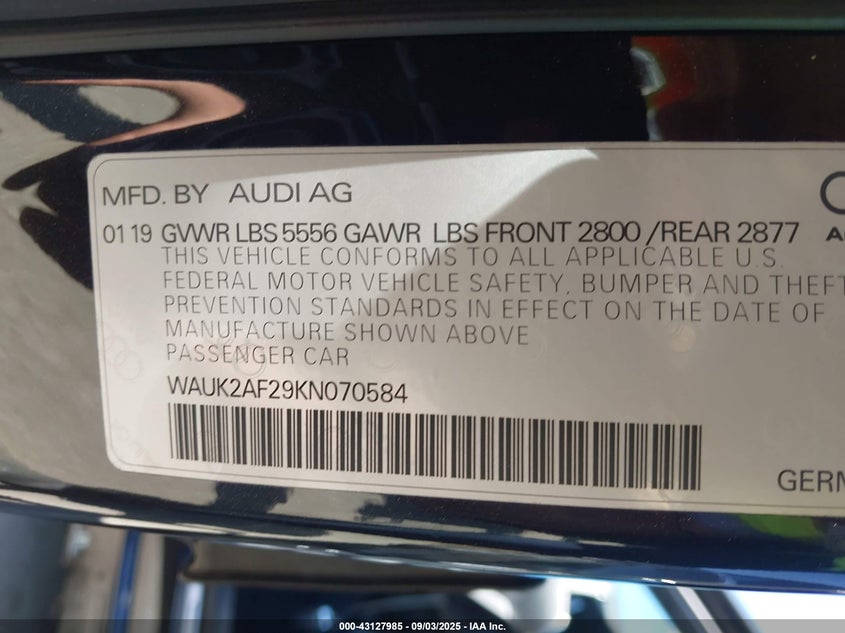 2019 AUDI A6 55 PREMIUM - WAUK2AF29KN070584