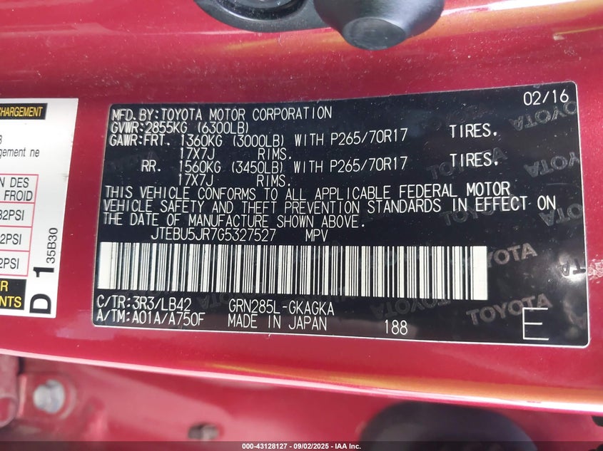 2016 TOYOTA 4RUNNER SR5 PREMIUM - JTEBU5JR7G5327527