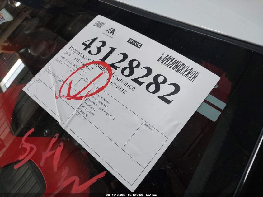 2019 Chevrolet Corvette Z06 VIN: 1G1YU2D67K5603561 Lot: 43128282