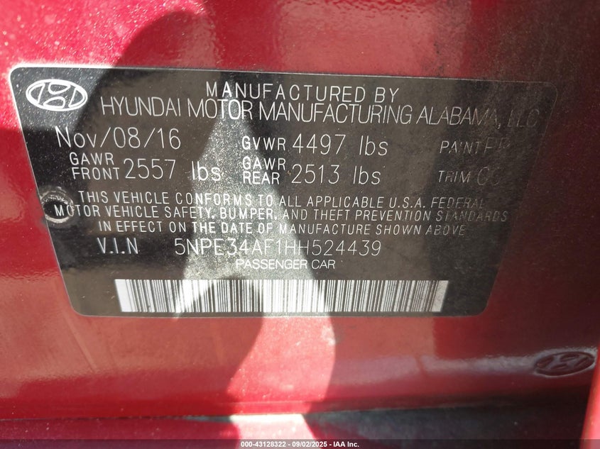 2017 HYUNDAI SONATA SPORT - 5NPE34AF1HH524439