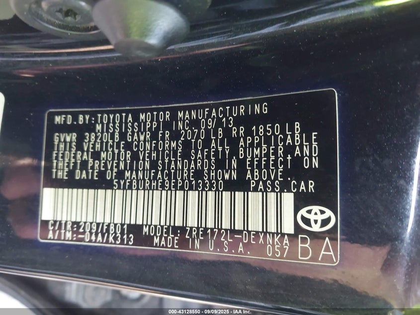 2014 TOYOTA COROLLA LE PLUS - 5YFBURHE9EP013330