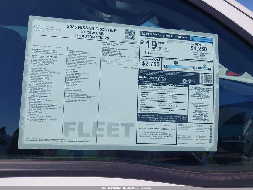 2025 Nissan Navara (Frontier)(VIN: 1N6ED1EK1SN641705