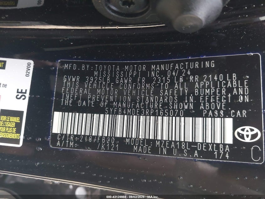 2024 TOYOTA COROLLA LE - 5YFB4MDE3RP165070