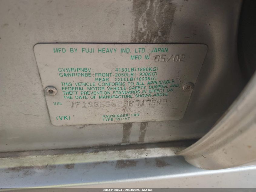 2003 Subaru Forester Xs VIN: JF1SG65623H717547 Lot: 43130024