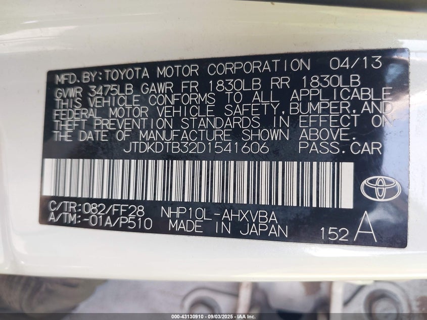 2013 TOYOTA PRIUS C - JTDKDTB32D1541606