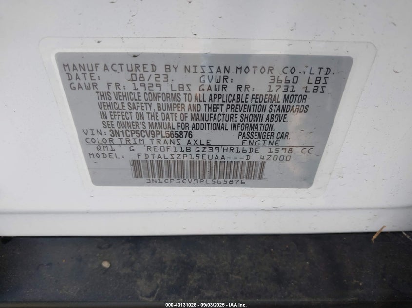 3N1CP5CV9PL565876 2023 NISSAN KICKS photo no. 9