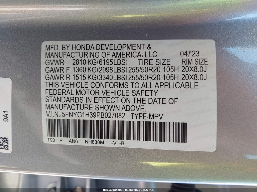 2023 HONDA PILOT AWD SPORT - 5FNYG1H39PB027082