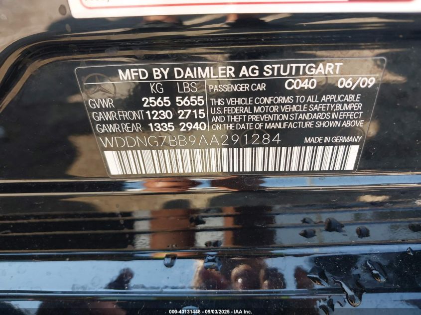 2010 Mercedes-Benz S 550 VIN: WDDNG7BB9AA291284 Lot: 43131448