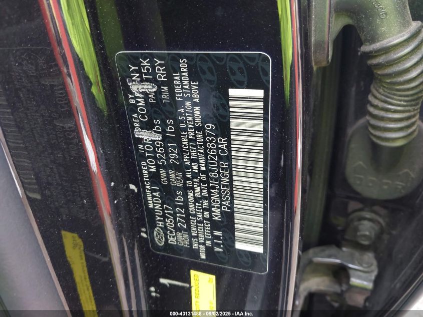 2018 Genesis G80 3.8 VIN: KMHGN4JE8JU268379 Lot: 43131488