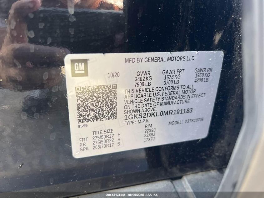 2021 GMC Yukon - 1GKS2DKL0MR191183