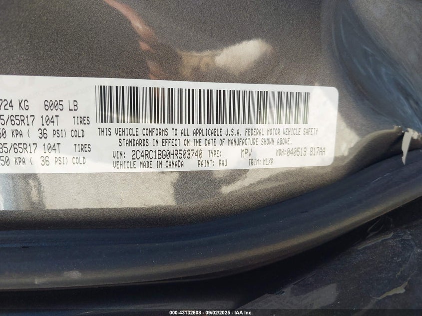 2017 CHRYSLER PACIFICA TOURING-L - 2C4RC1BG0HR503740