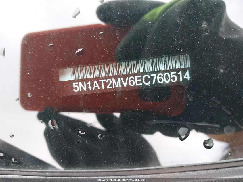 2014 Nissan Rogue Sv VIN: 5N1AT2MV6EC760514 Lot: 43132873