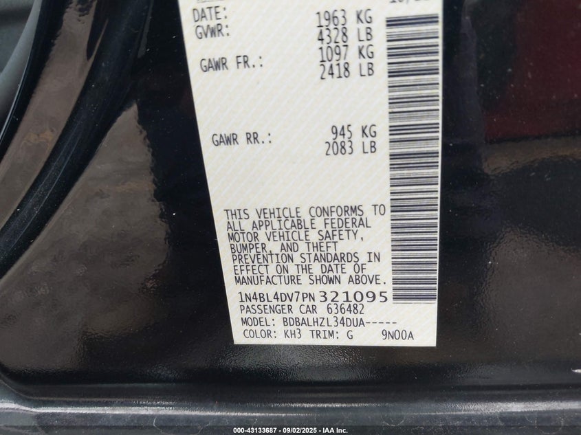 1N4BL4DV7PN321095 2023 NISSAN ALTIMA photo no. 9
