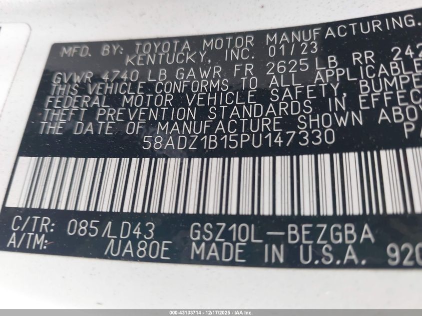 2023 Lexus ES 350 - 58ADZ1B15PU147330