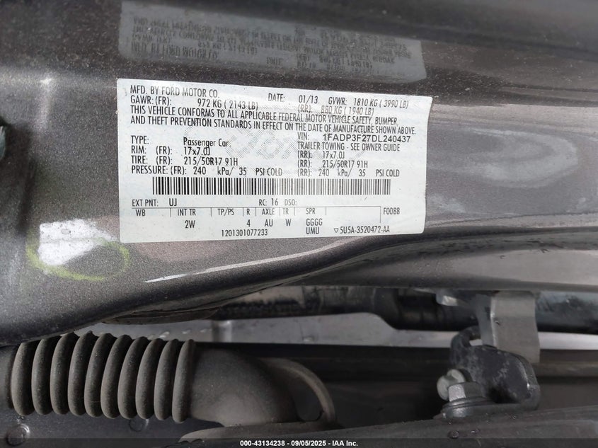 2013 FORD FOCUS SE - 1FADP3F27DL240437