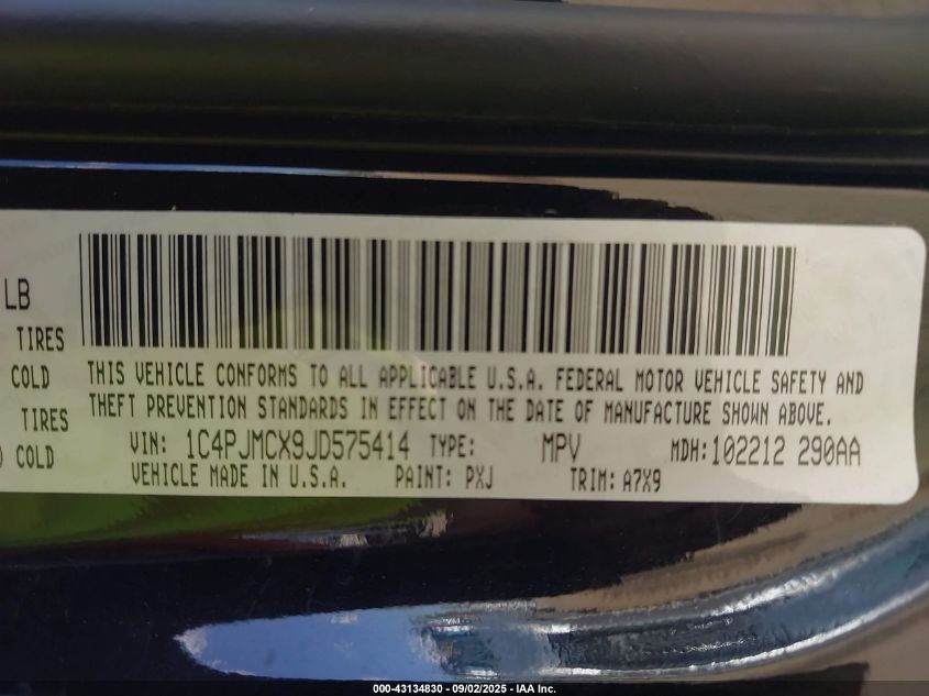 2018 Jeep Cherokee Latitude 4X4 VIN: 1C4PJMCX9JD575414 Lot: 43134830