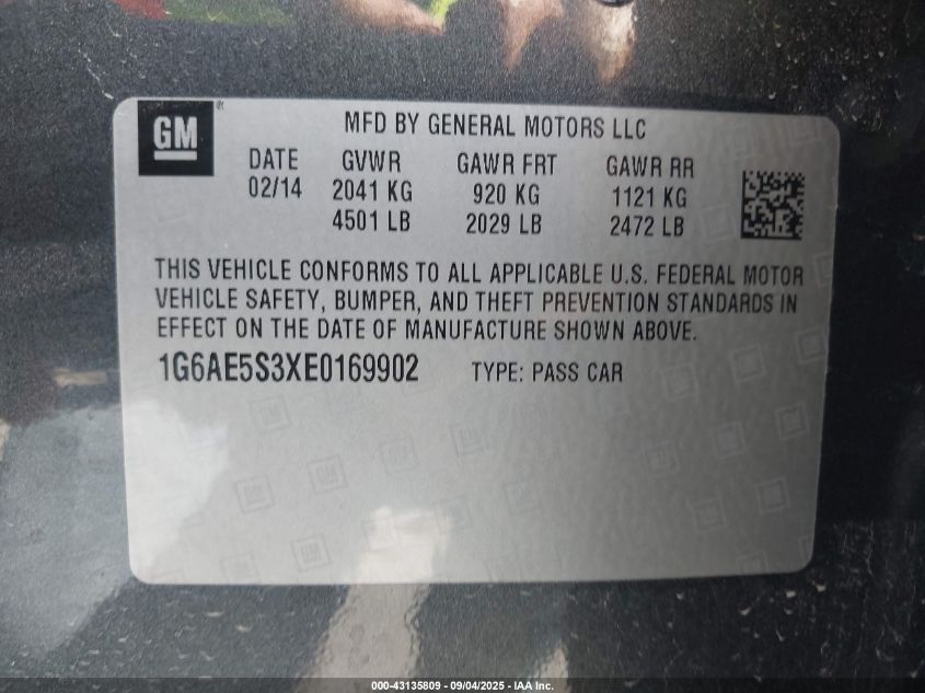 2014 Cadillac Ats Premium VIN: 1G6AE5S3XE0169902 Lot: 43135809