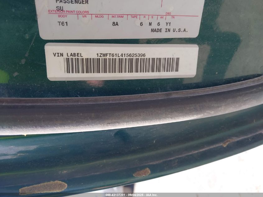 2001 Mercury Cougar V6/V6 S VIN: 1ZWFT61L415625396 Lot: 43137201