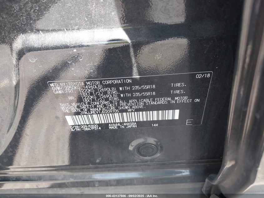 2018 TOYOTA RAV4 HYBRID SE - JTMJJREV1JD209705