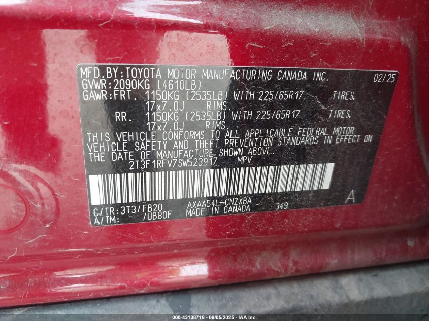 2025 Toyota RAV4 - 2T3F1RFV7SW523917