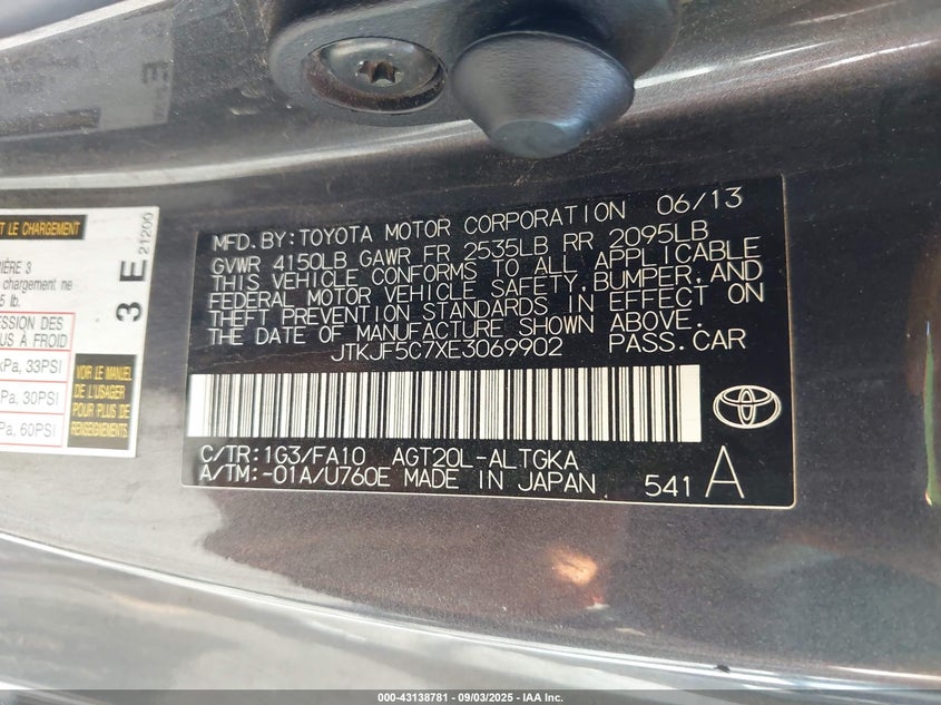 2014 TOYOTA SCION TC - JTKJF5C7XE3069902