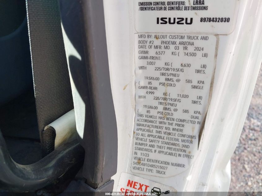 2024 Isuzu Npr Hd VIN: 54DC4W1D4RS215027 Lot: 43139140