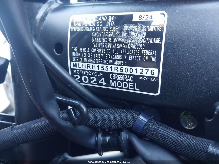 2024 HONDA CBR650 R - MLHRH1551R5001276