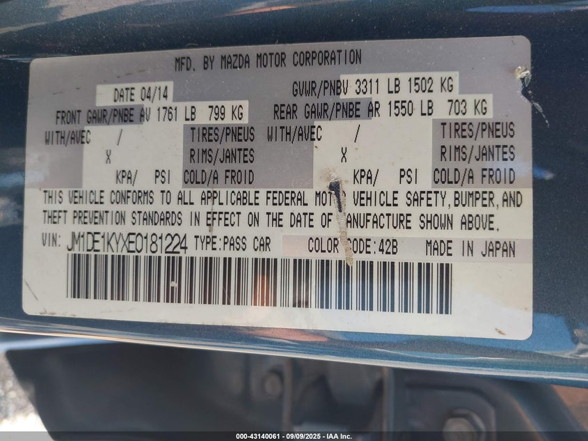 2014 MAZDA MAZDA2 SPORT - JM1DE1KYXE0181224