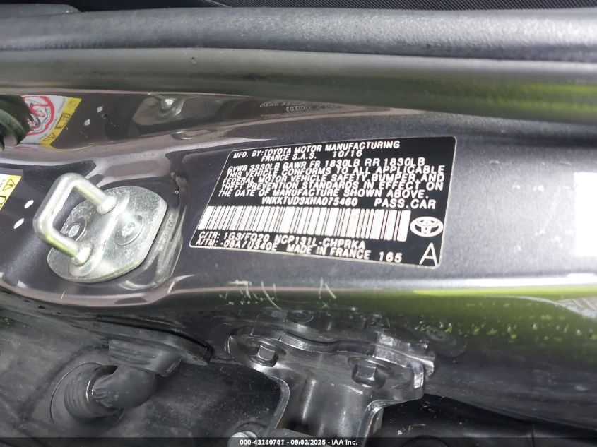 2017 Toyota Yaris L VIN: VNKKTUD3XHA075460 Lot: 43140741