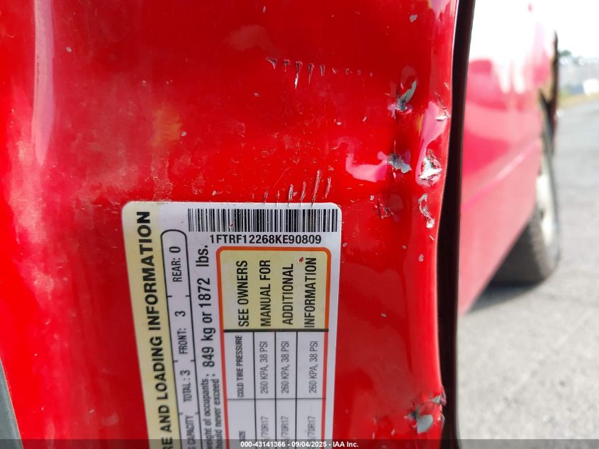 2008 Ford F-150 Stx/Xl/Xlt VIN: 1FTRF12268KE90809 Lot: 43141366